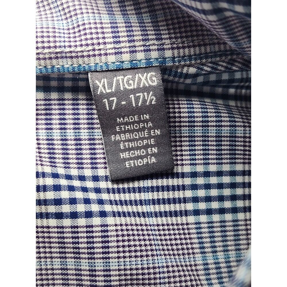 Van Heusen Multi-Checkered Long Sleeve Button Down Shirt 100% Cotton Purple XL - Picture 3 of 8